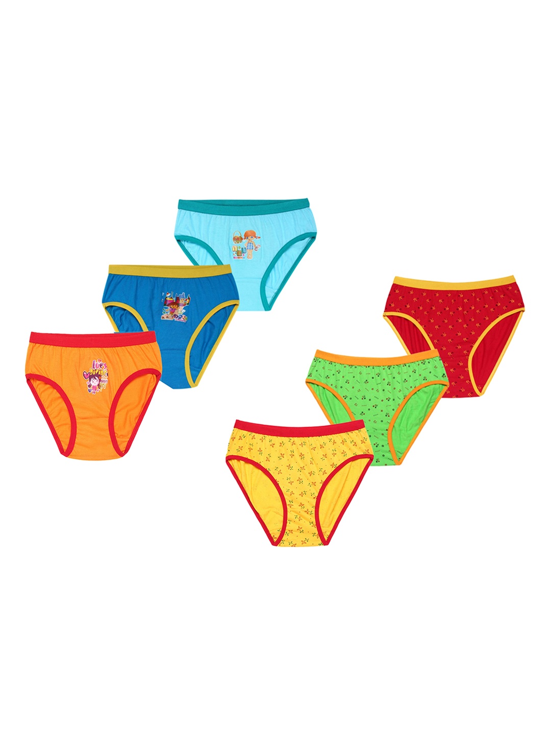 

CAREPLUS Girls Pack Of 6 Cotton Printed Mid-Rise Hipster Briefs, Orange