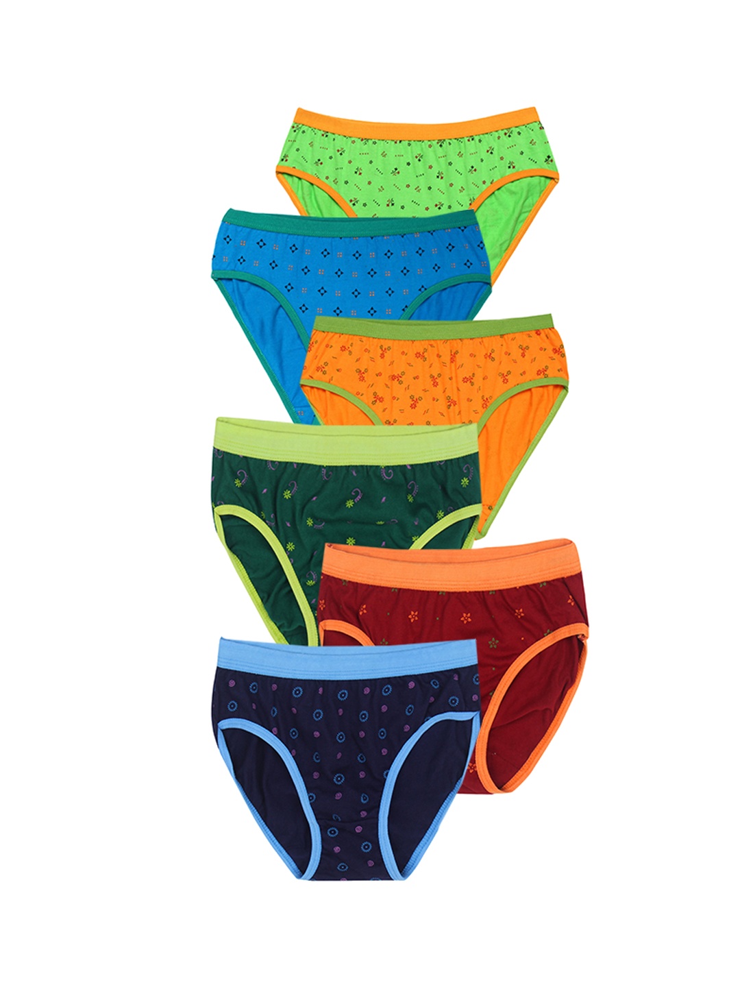 

CAREPLUS Infants Girls Pack Of 6 Printed Pure Cotton Basic Briefs, Orange