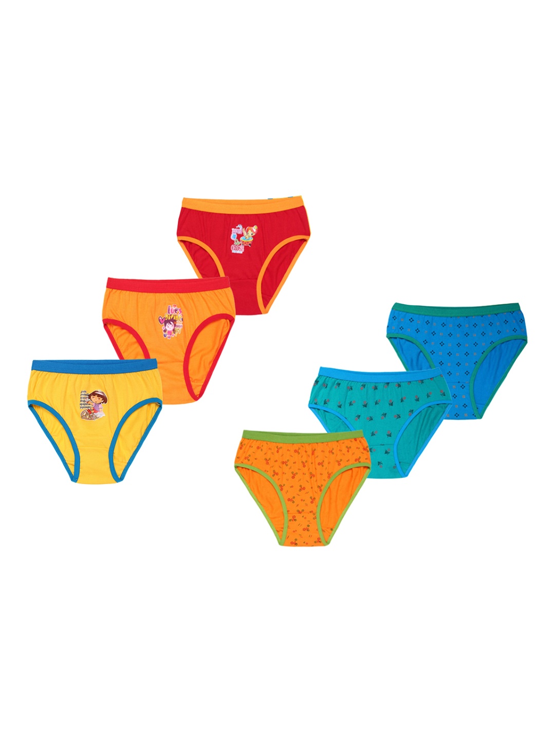 

CAREPLUS Girls Pack Of 6 Printed Pure Cotton Basic Briefs, Red
