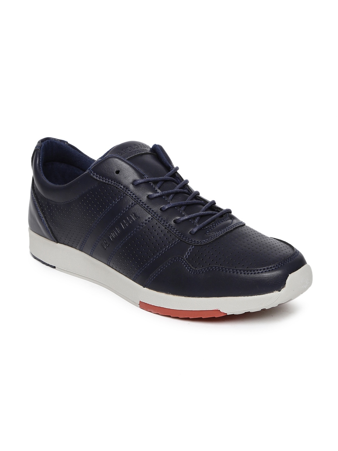 

U.S. Polo Assn. Men Navy Perforated Ernest Sneakers, Navy blue