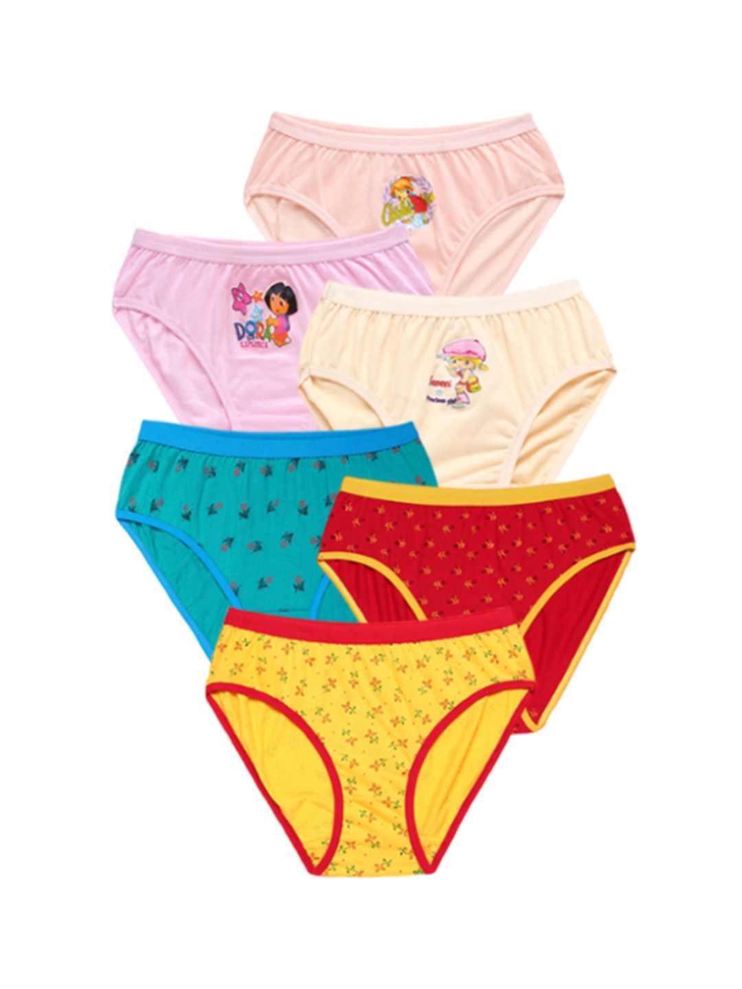

CAREPLUS Girls Pack Of 6 Printed Cotton Basic Briefs, Yellow