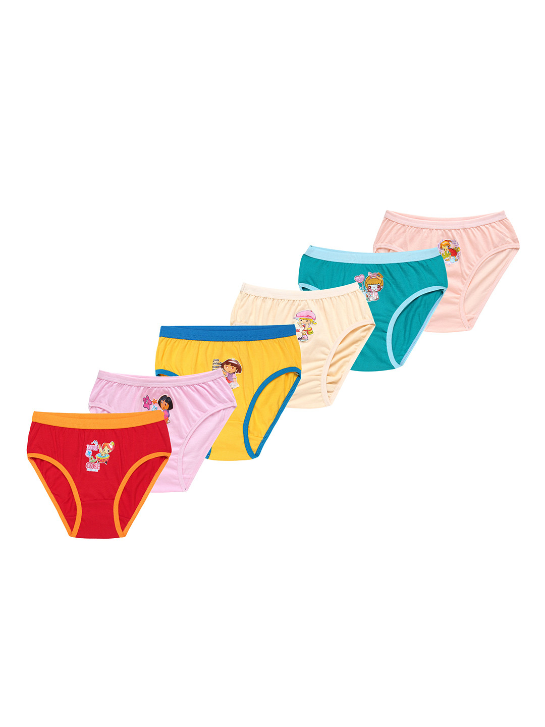 

CAREPLUS Girls Pack Of 6 Printed Pure Cotton Basic Briefs, Pink