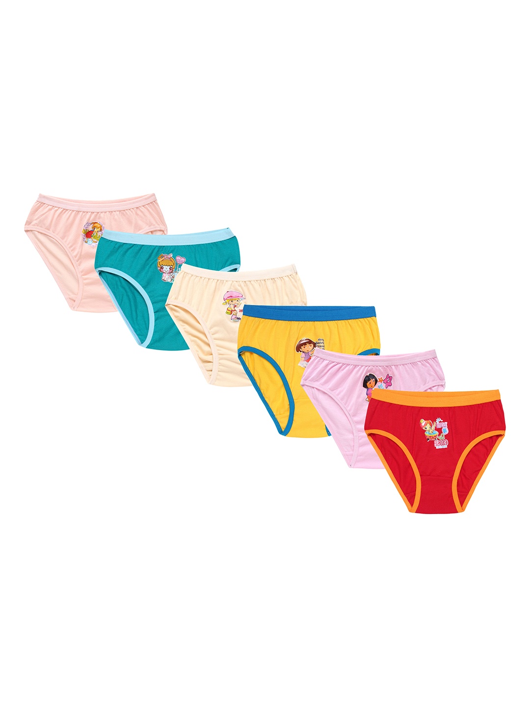 

CAREPLUS Girls Pack Of 6 Dora Printed Pure Cotton Mid-Rise Basic Briefs, Red