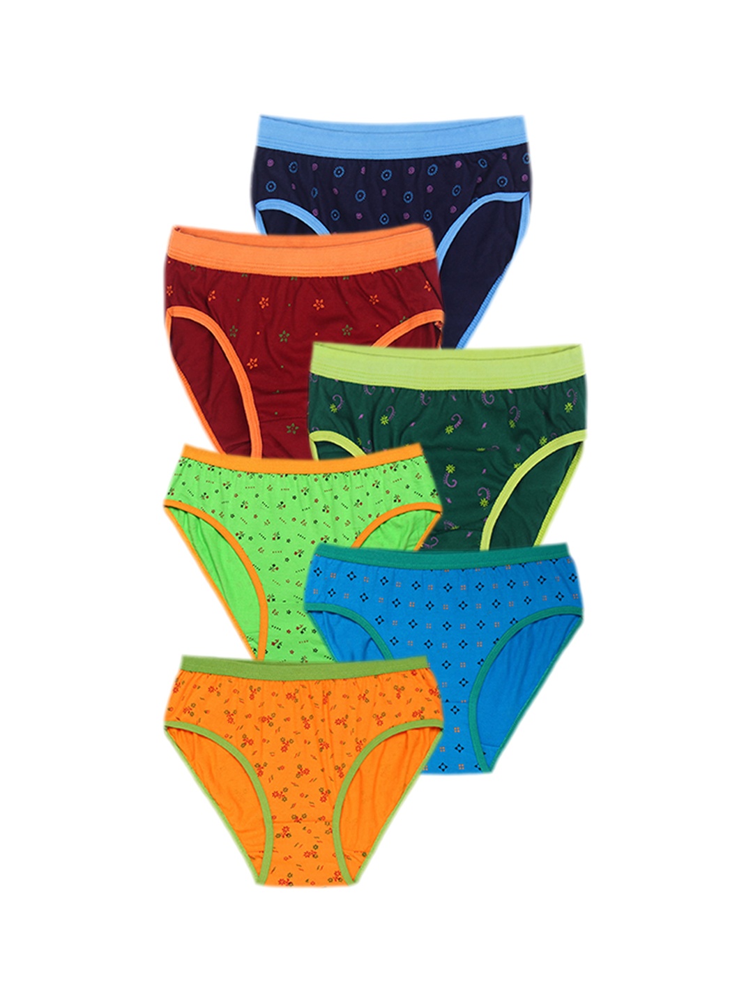 

CAREPLUS Girls Pack Of 6 Printed Cotton Basic Briefs, Blue