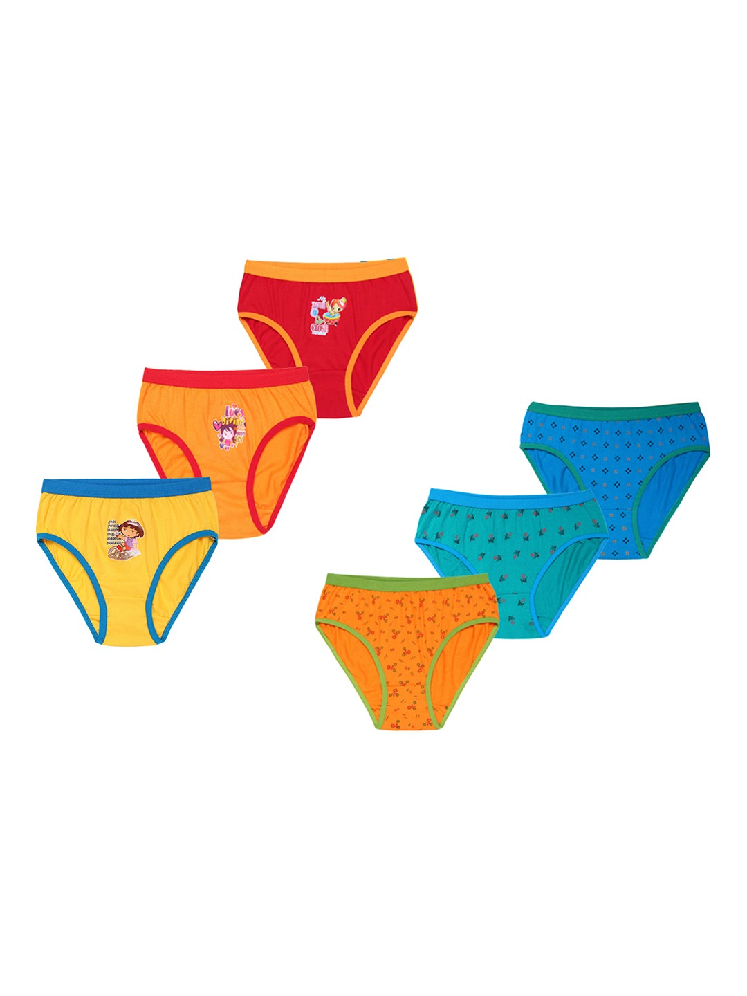 

CAREPLUS Girls Pack Of 6 Printed Pure Cotton Basic Briefs, Blue
