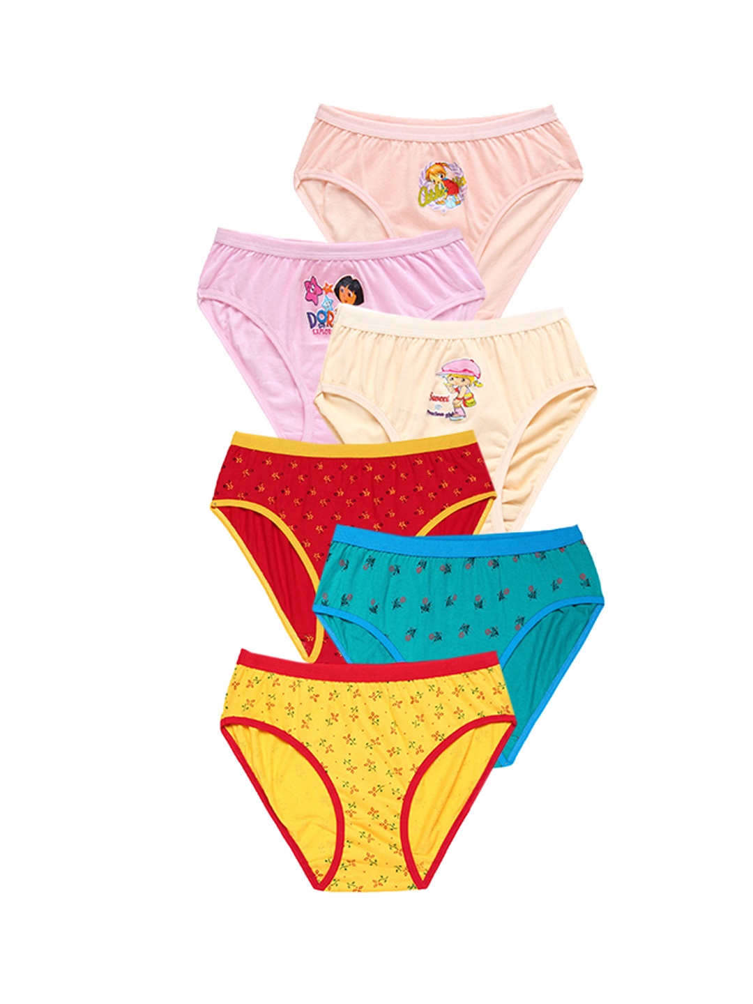 

CAREPLUS Girls Pack Of 6 Printed Cotton Basic Briefs, Yellow