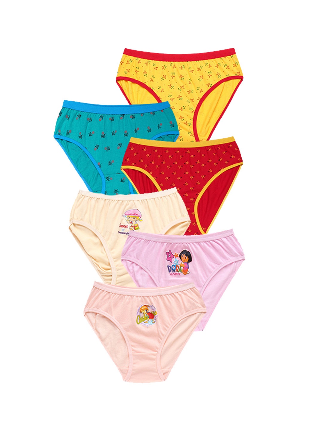 

CAREPLUS Teens Girls Pack of 6 Printed Pure Cotton Briefs, Assorted
