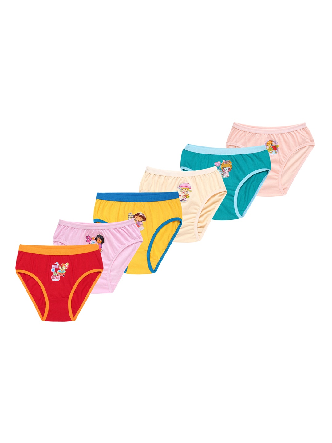 

CAREPLUS Girls Pack Of 6 Dora Printed Pure Cotton Mid-Rise Basic Briefs, Red