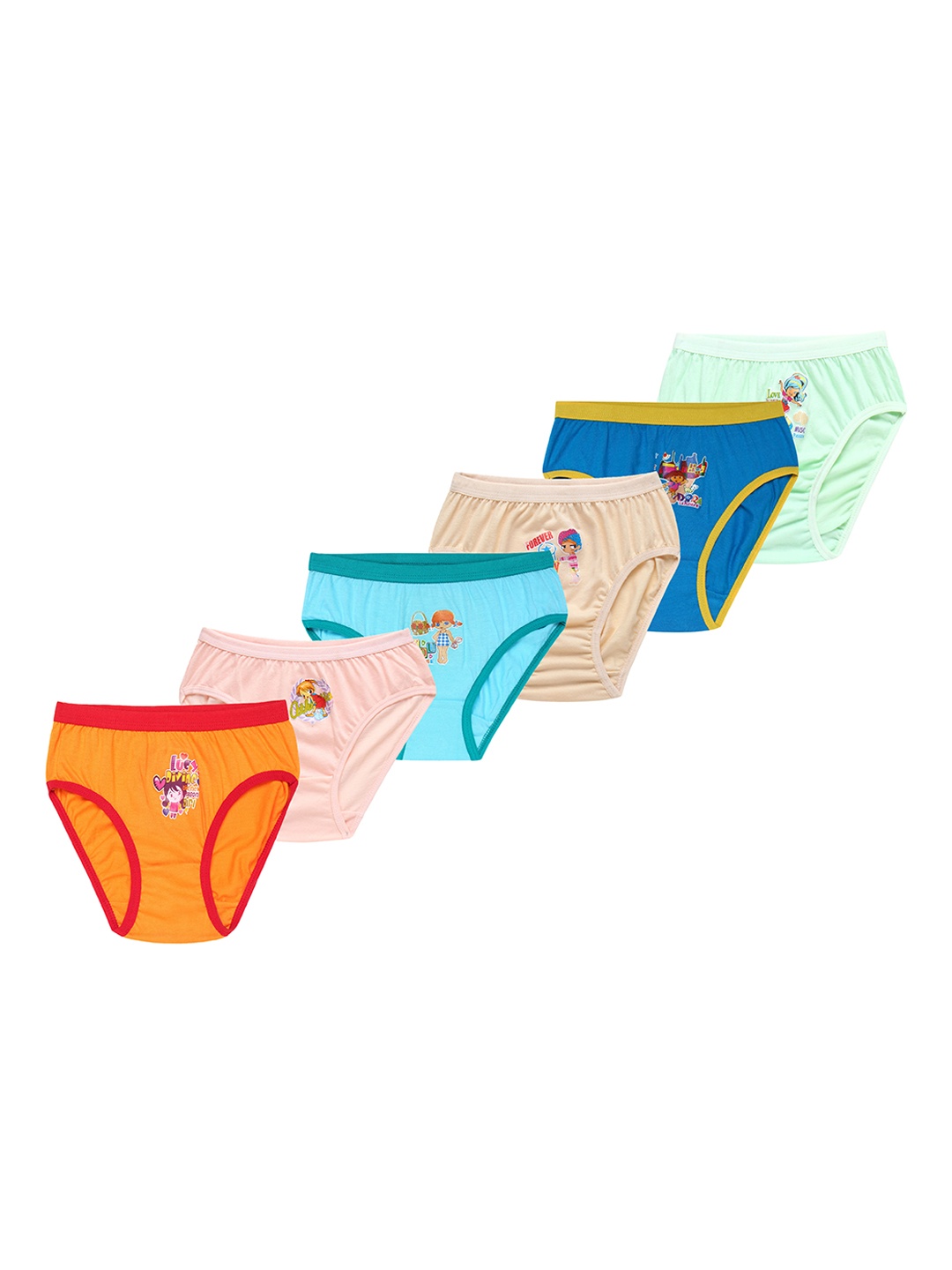 

CAREPLUS Girls Pack Of 6 Printed Cotton Basic Briefs, Blue