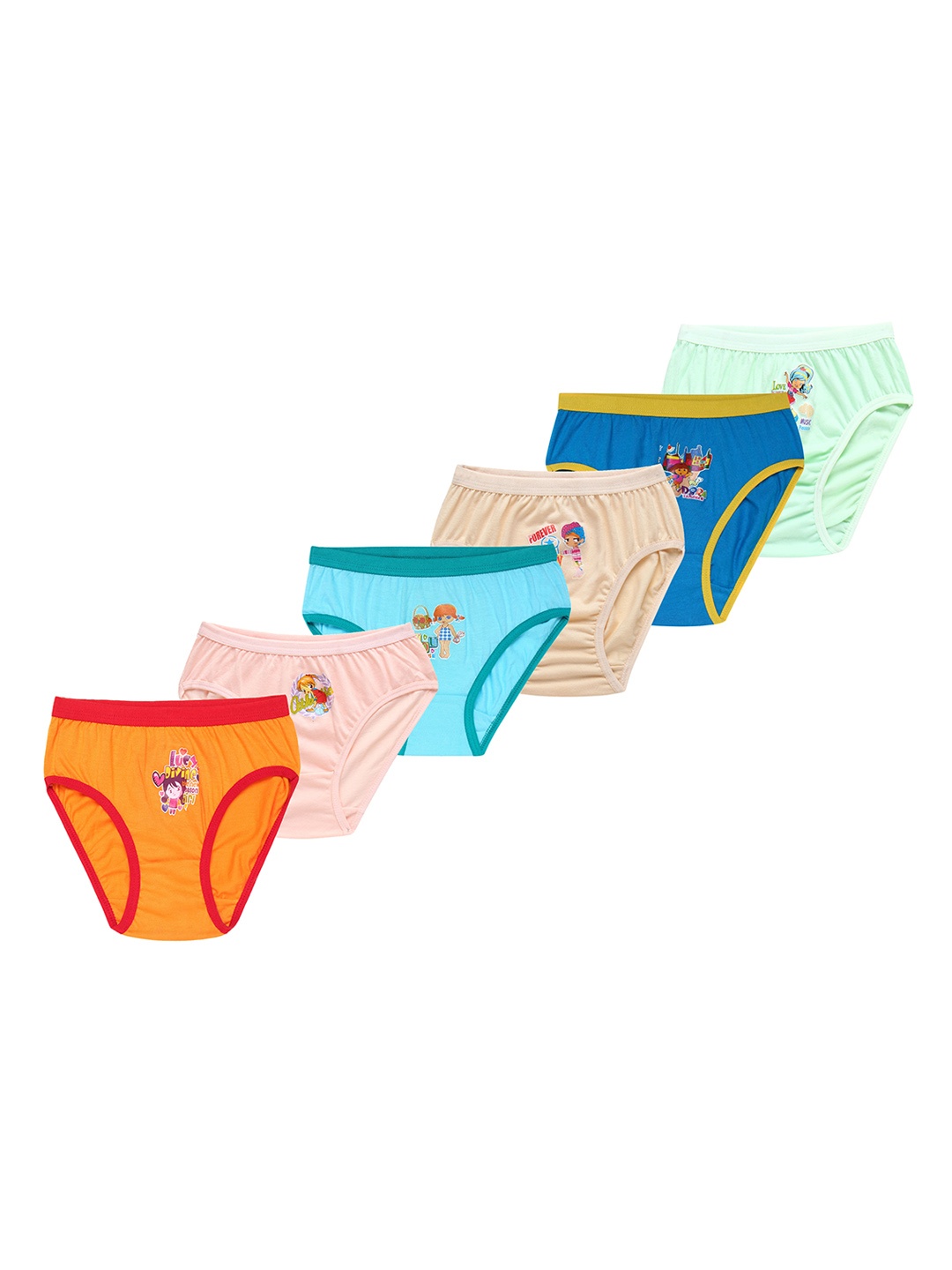 

CAREPLUS Girls Pack Of 6 Printed Cotton Basic Briefs, Blue