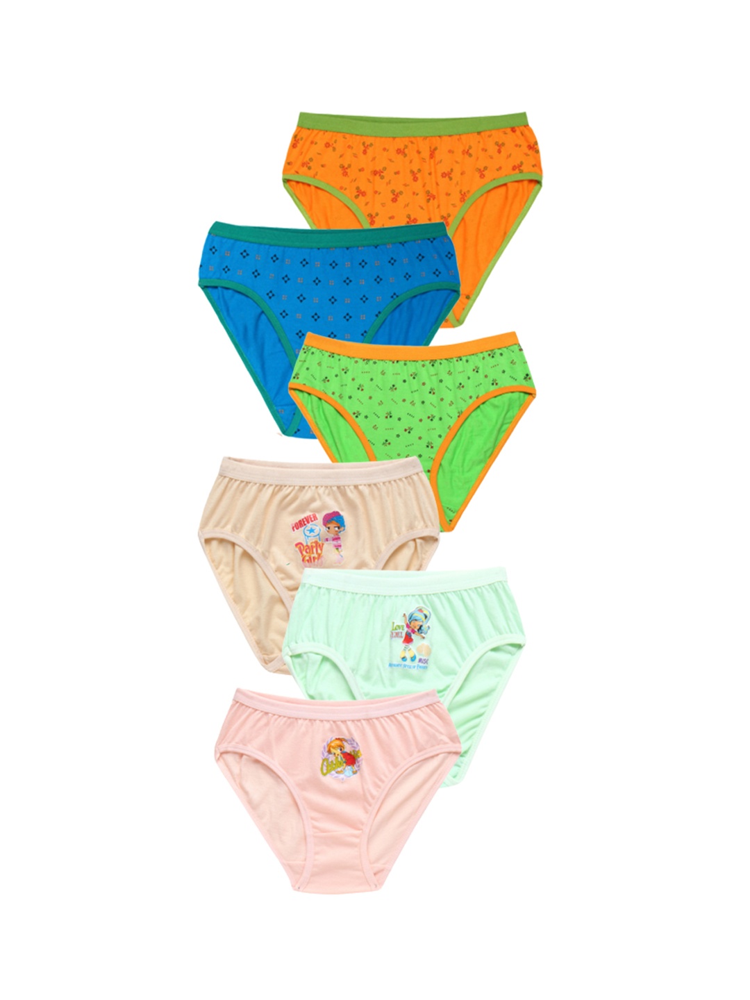 

CAREPLUS Girls Pack Of 6 Printed Cotton Basic Briefs, Blue