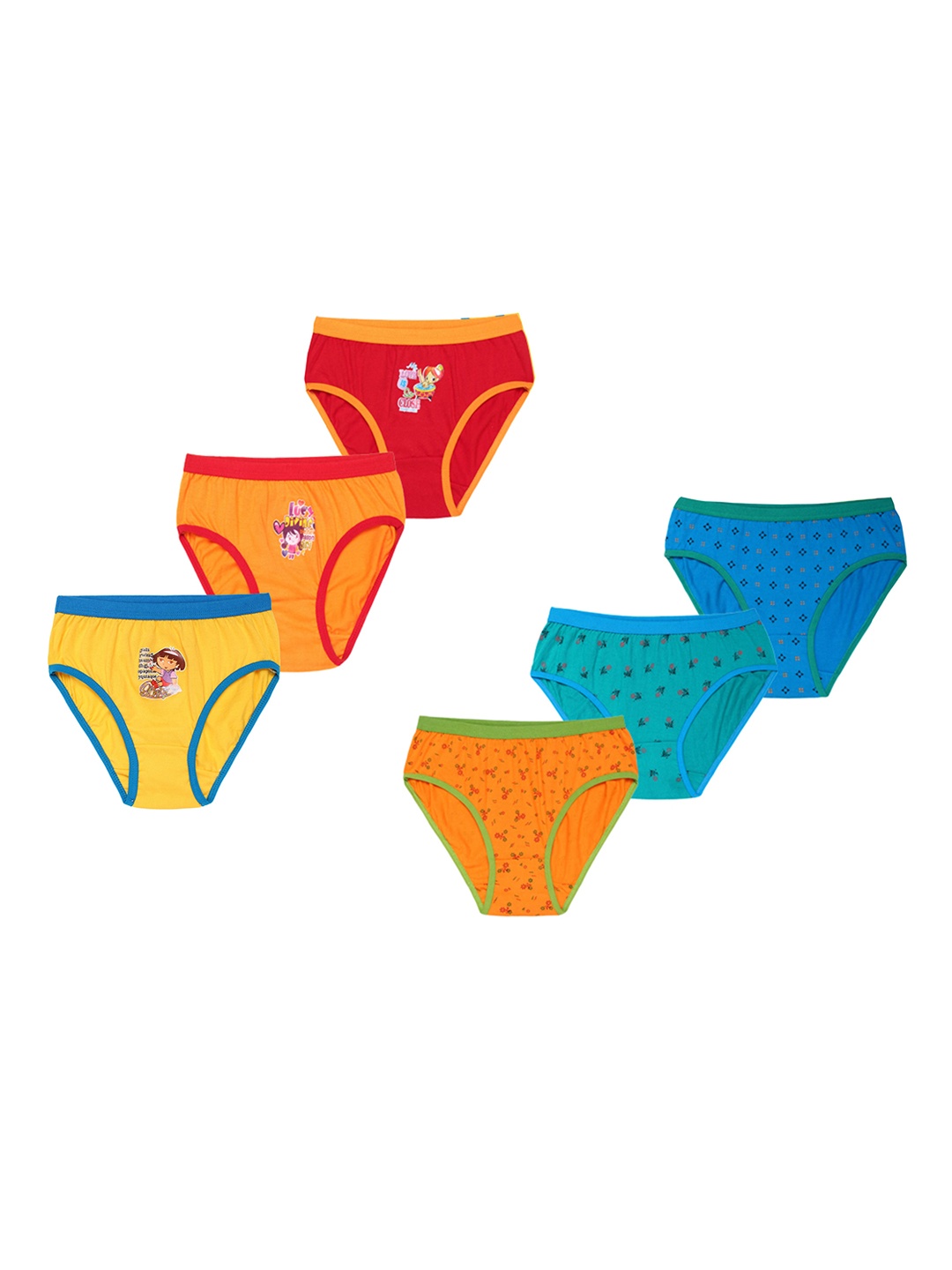 

CAREPLUS Infant Girls Pack Of 6 Printed Pure Cotton Basic Briefs, Blue