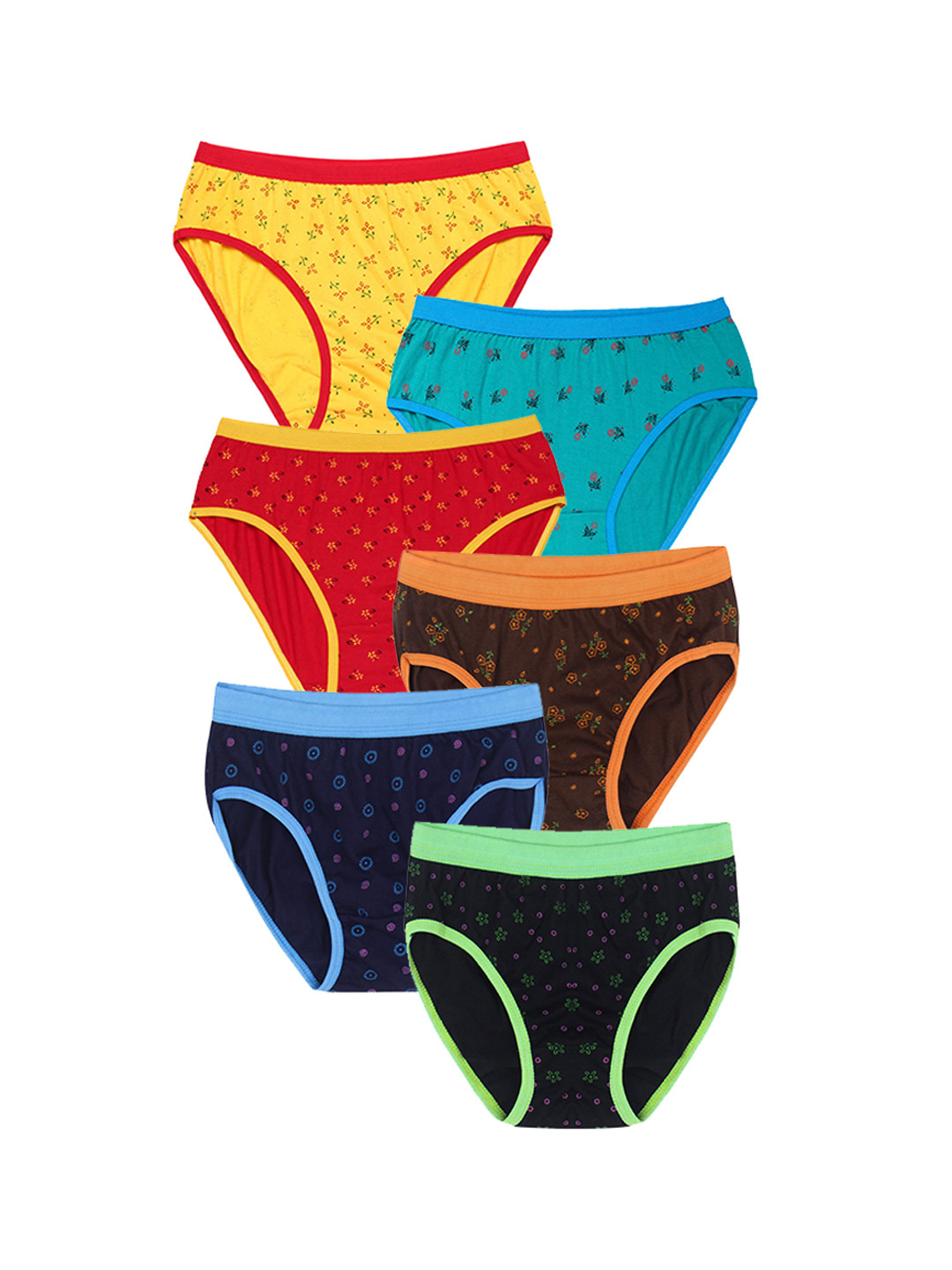 

CAREPLUS Girls Pack Of 6 Pure Cotton Printed Basic Briefs, Red