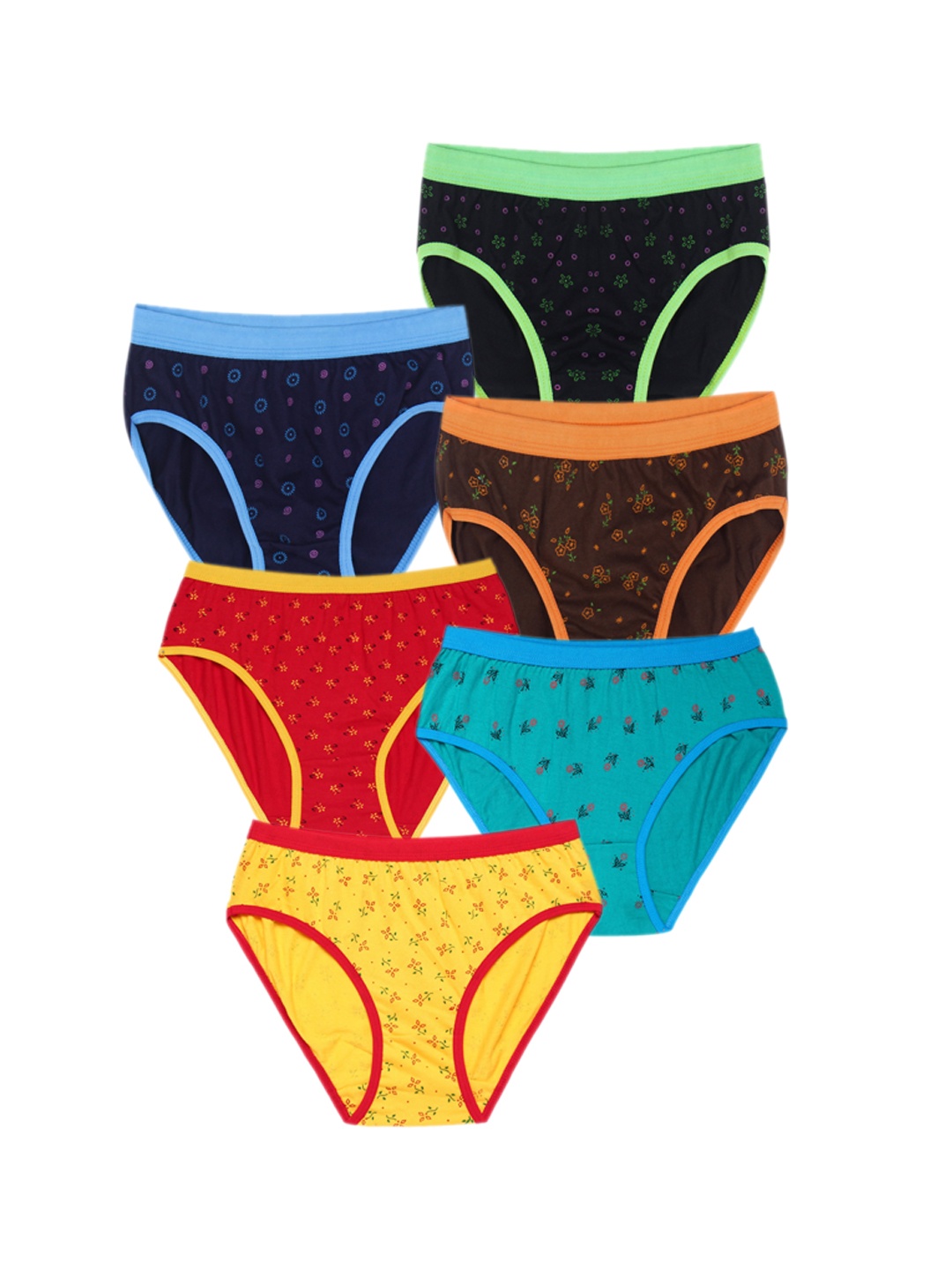 

CAREPLUS Girls Pack Of 6 Printed Pure Cotton Basic Briefs, Blue