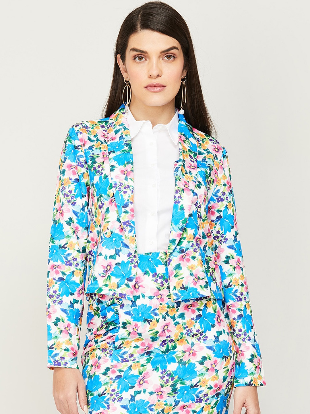 

CODE by Lifestyle Printed Open Front Casual Blazer, Blue