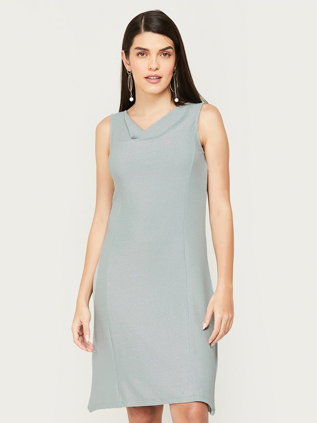 

CODE by Lifestyle Self Design Cowl Neck A-Line Dress, Blue