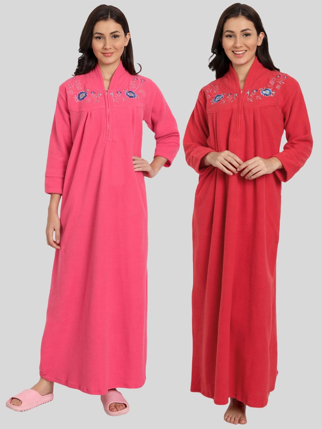 

PALIVAL Pack Of 2 Floral Embroidered Maxi Nightdress, Red
