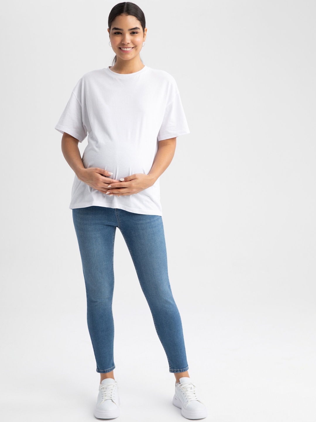 

DeFacto Women High Rise Clean Look Cropped Maternity Jeans, Blue