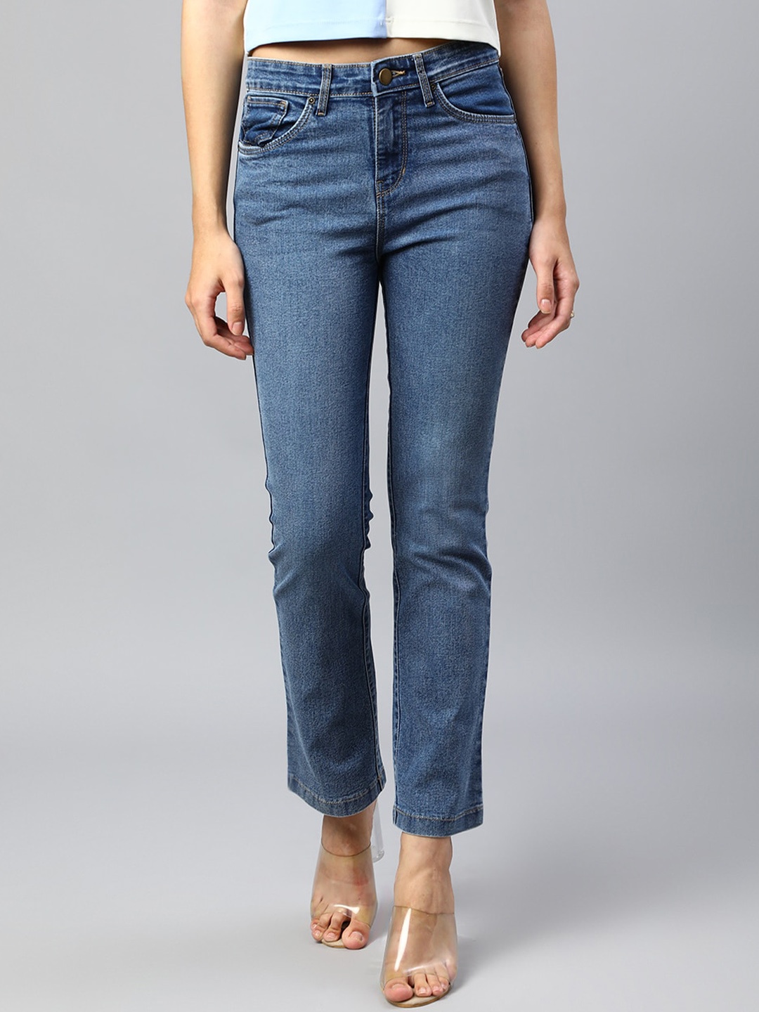 

Xpose Women Comfort Bootcut High-Rise Light Fade Stretchable Jeans, Blue
