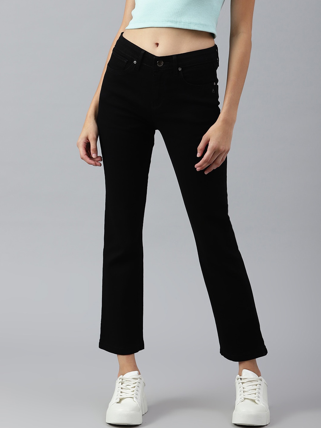 

Xpose Women High-Rise Comfort Stretchable Bootcut Jeans, Black