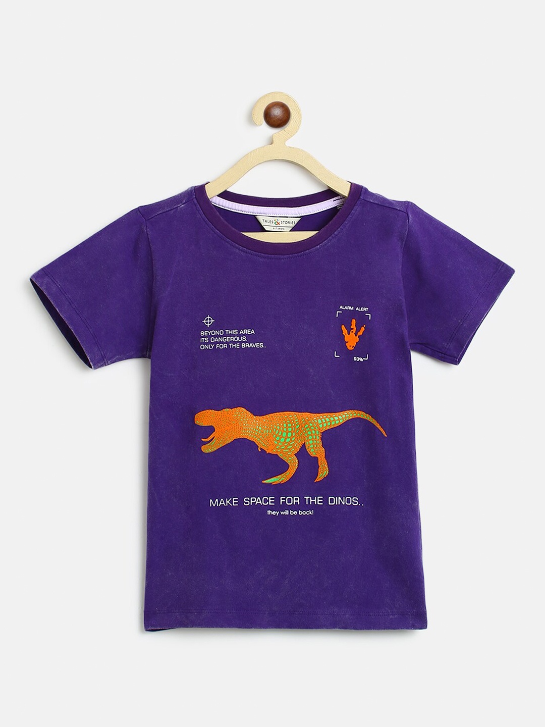 TALES & STORIES Boys Printed Round Neck T-shirt, Violet