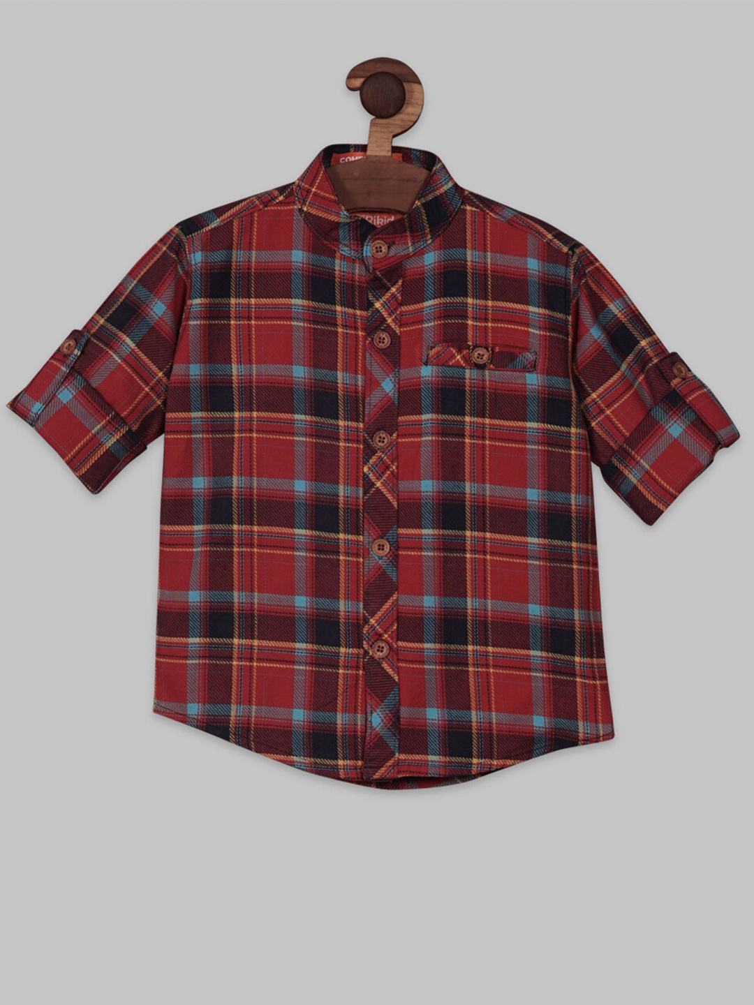 

RIKIDOOS Boys Contemporary Tartan Checks Checked Cotton Casual Shirt, Red