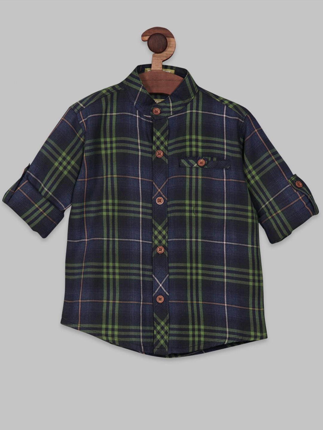 

RIKIDOOS Boys Contemporary Tartan Checks Checked Cotton Casual Shirt, Green