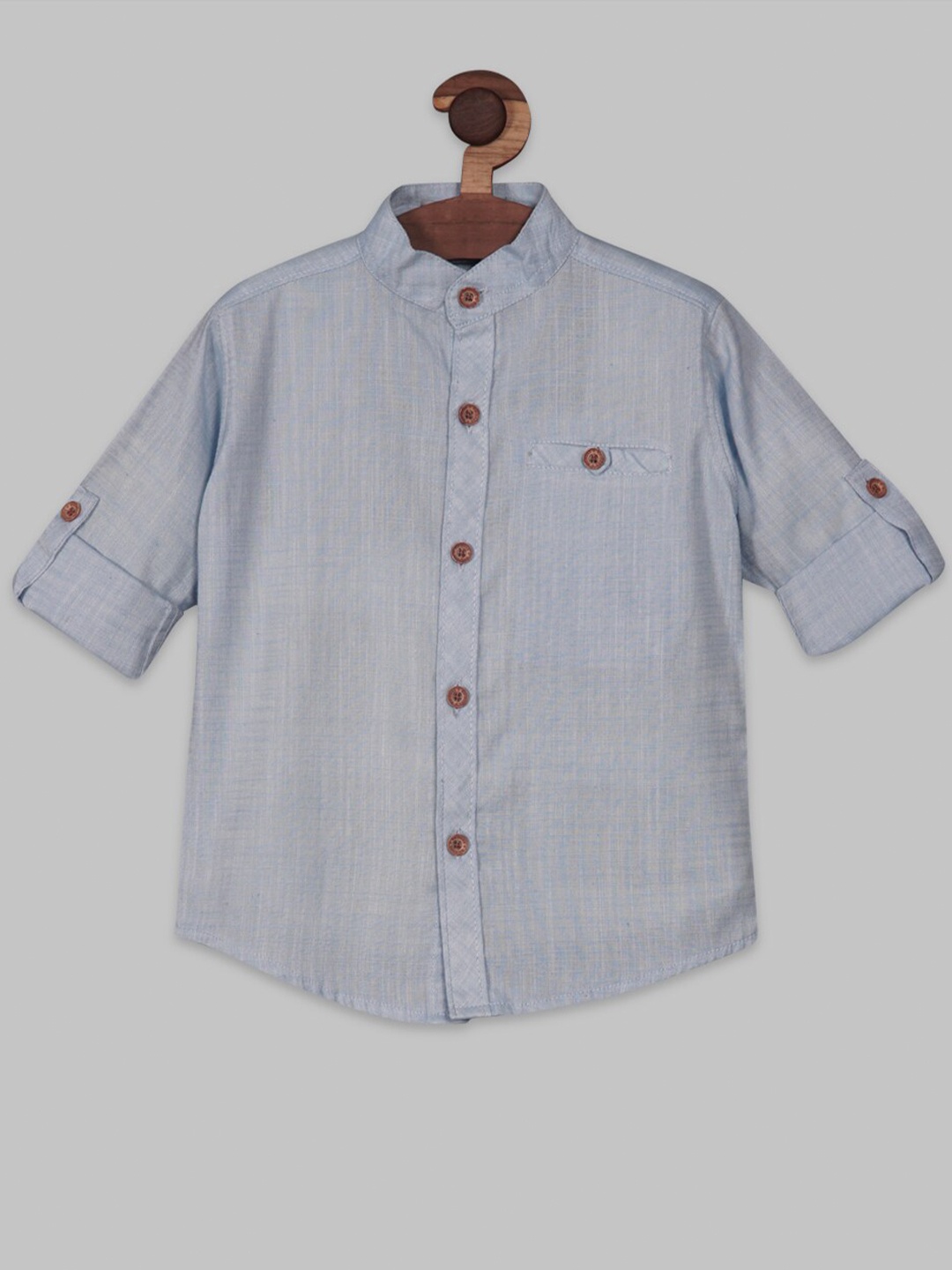 

RIKIDOOS Boys Contemporary Vertical Stripes Striped Cotton Casual Shirt, Blue