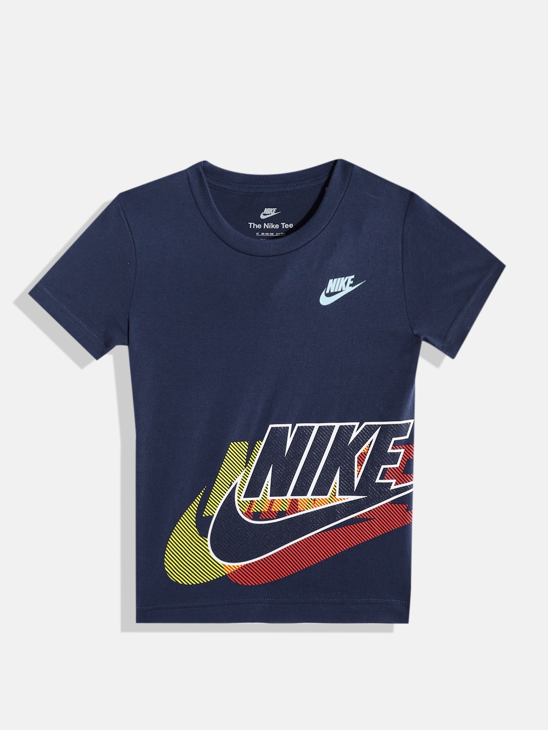 

Nike Boys Futura Sidewinder Brand Logo Printed T-shirt, Navy blue