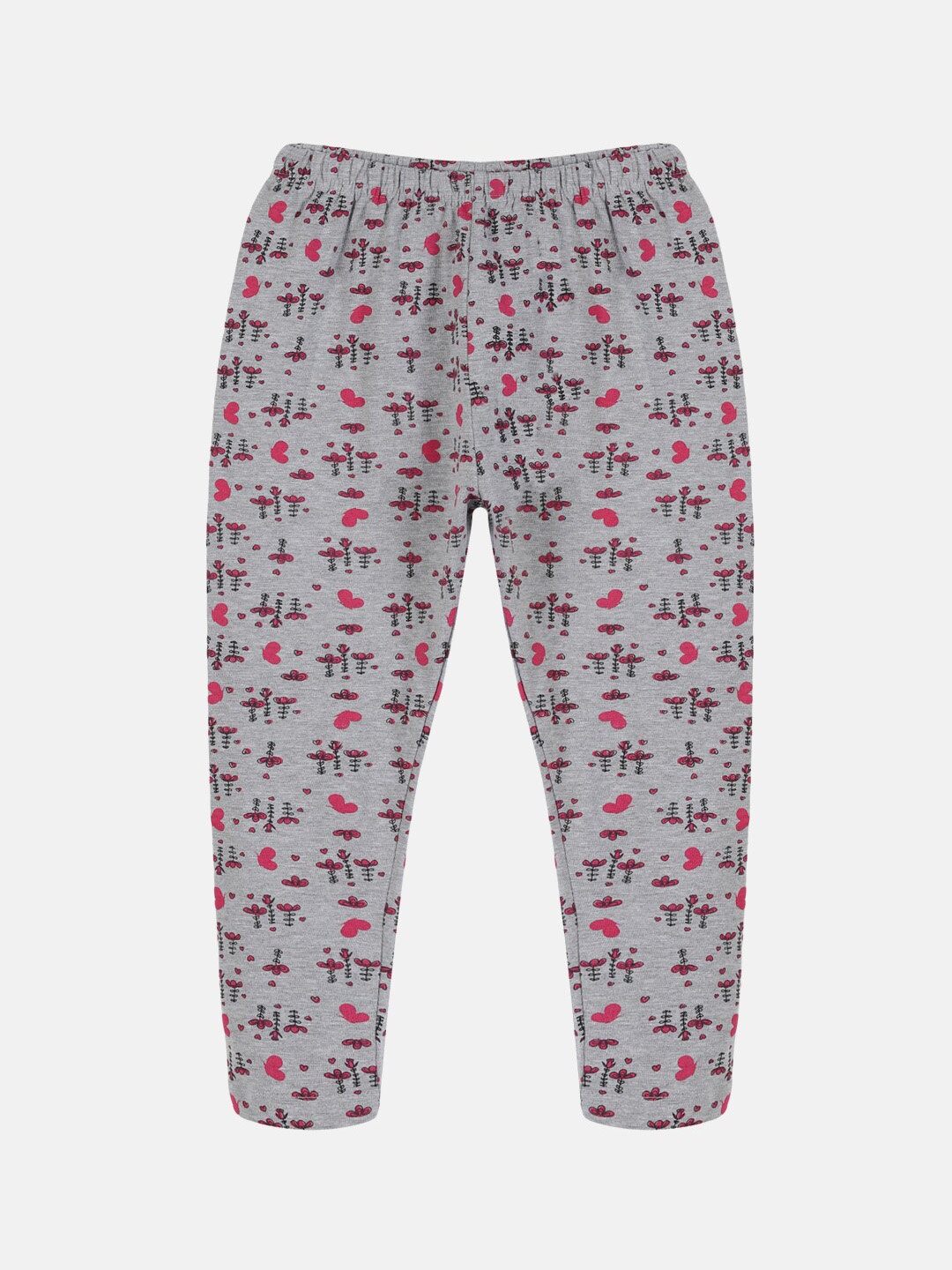 

KiddoPanti Girls Printed Capri Leggings, Grey melange