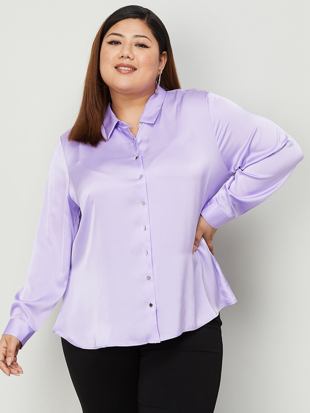 

Nexus by Lifestyle Women Spread Collar Plus Size Casual Shirt, Lavender