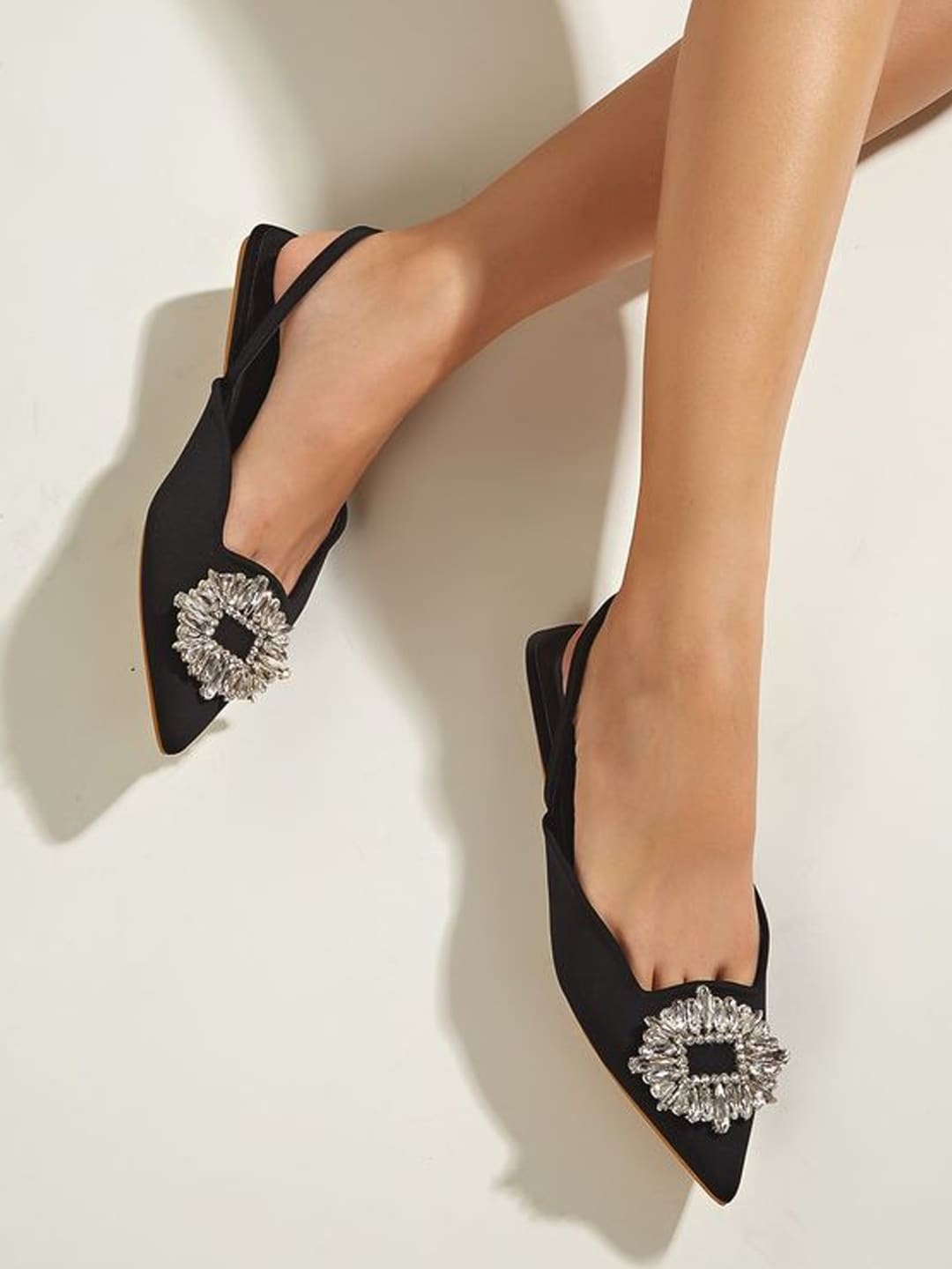 

Shoetopia Women Embellished Pointed Toe Mules, Black