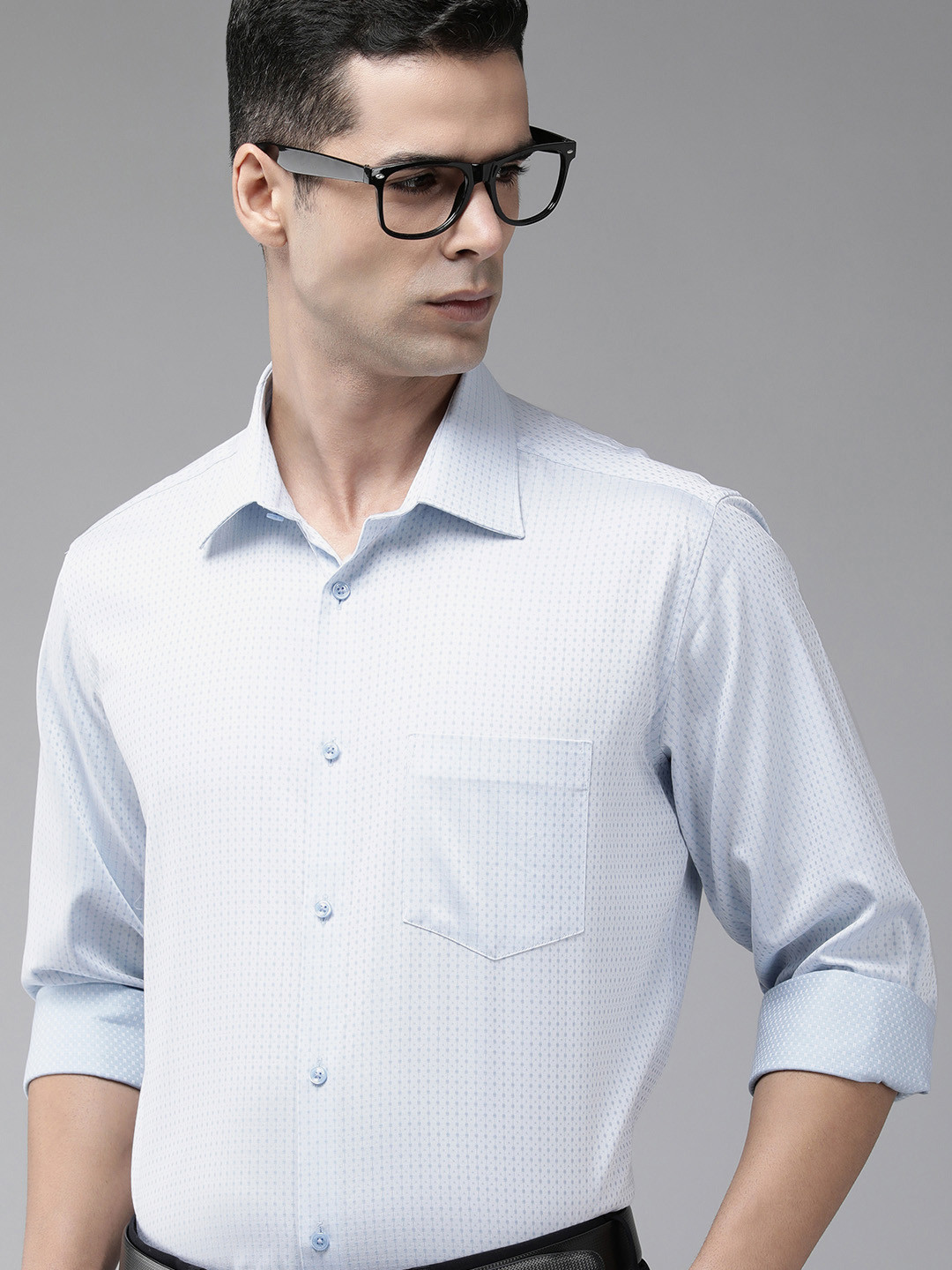 

Van Heusen Men Pure Cotton Custom Printed Formal Shirt, White