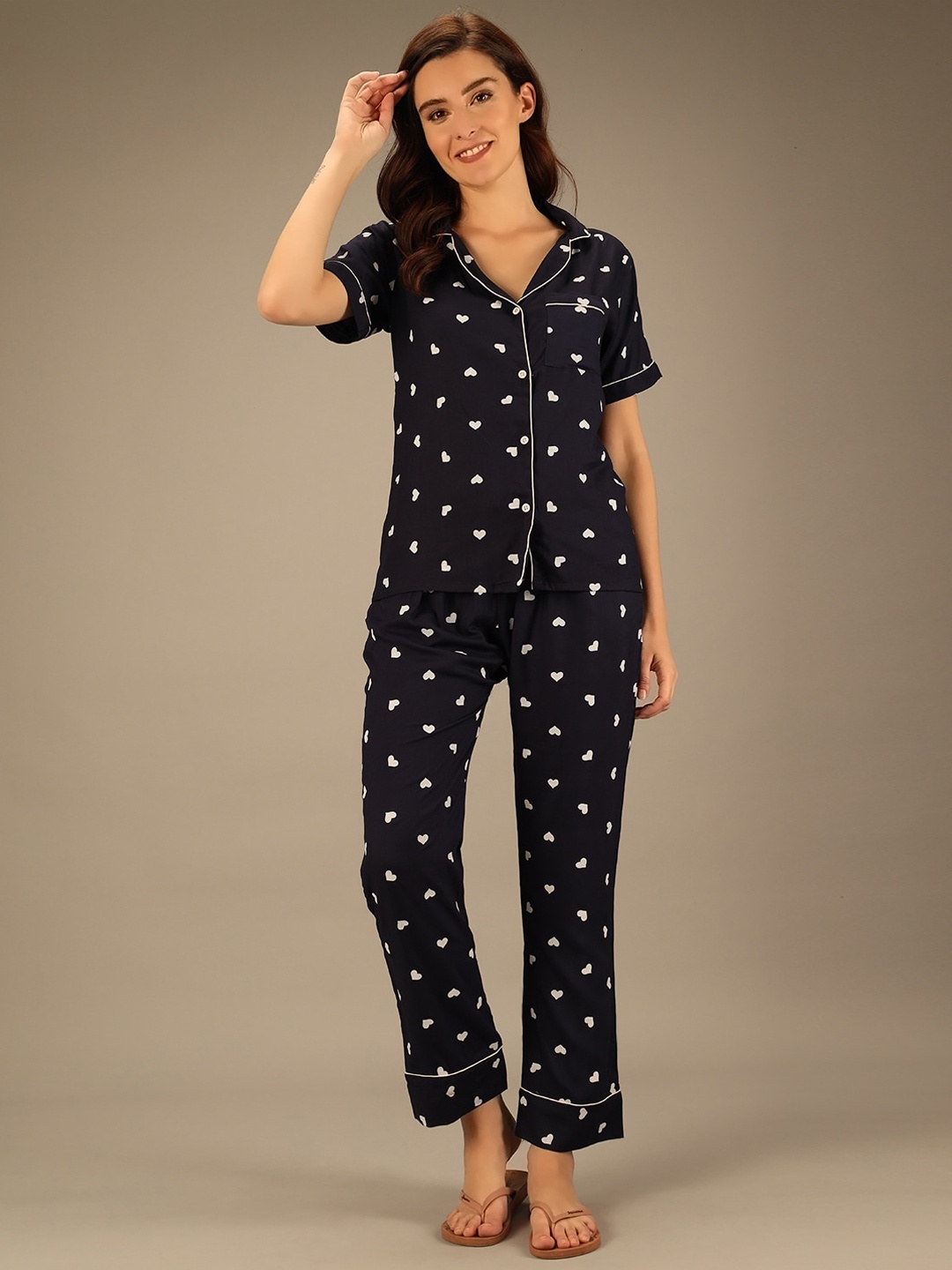 

Darzi Conversational Printed Night Suit, Black