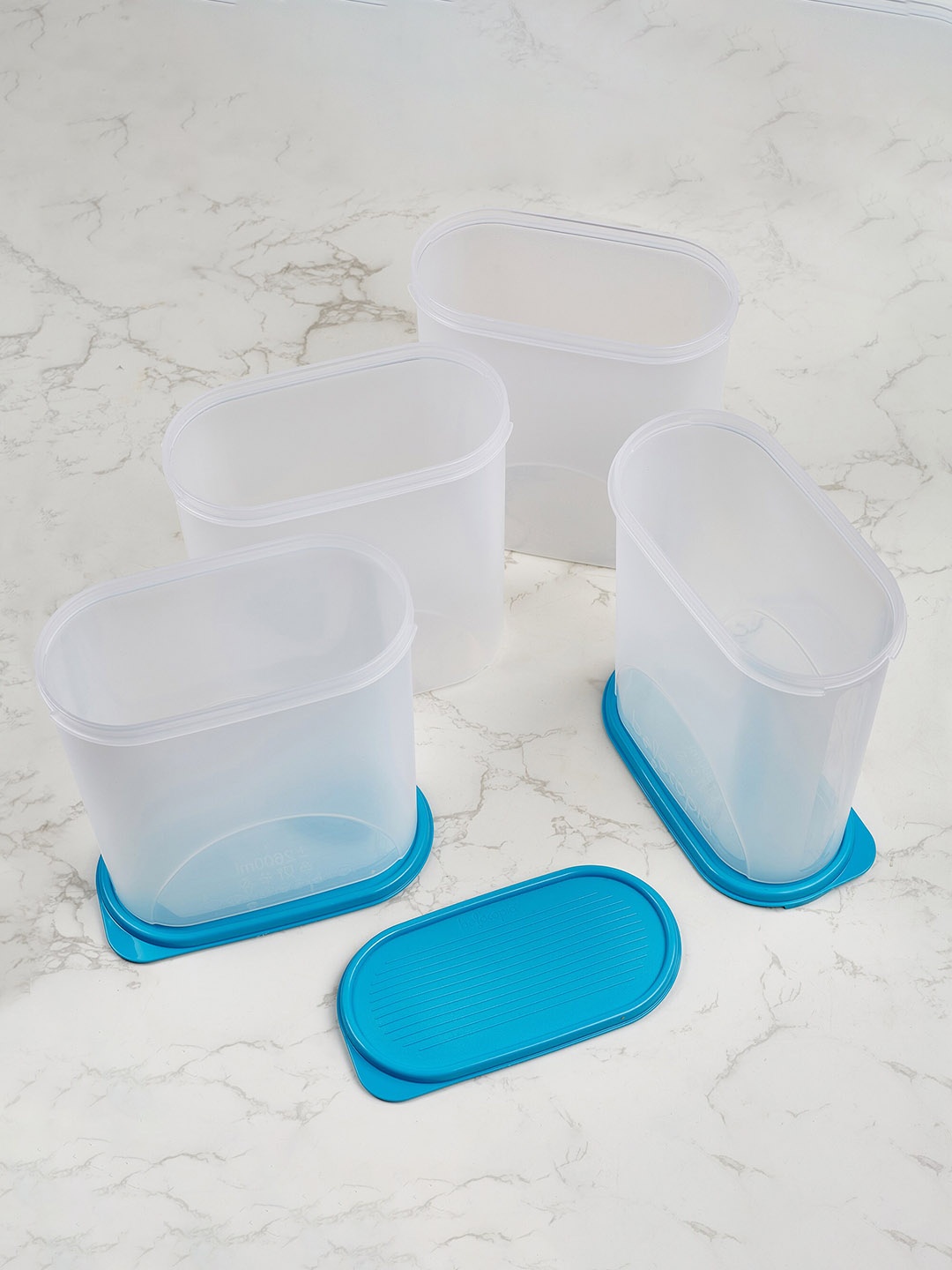 

HomeTown Set of 4 BPA-Free Plastic Container, Blue