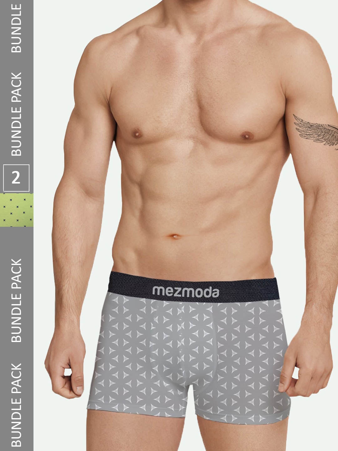 

mezmoda Men Pack Of 2 Printed Trunks, Fluorescent green