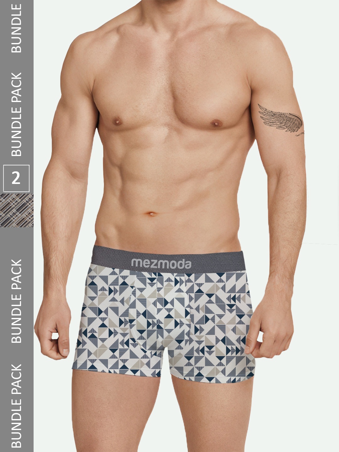 

mezmoda Men Pack Of 2 Printed Trunks, Grey