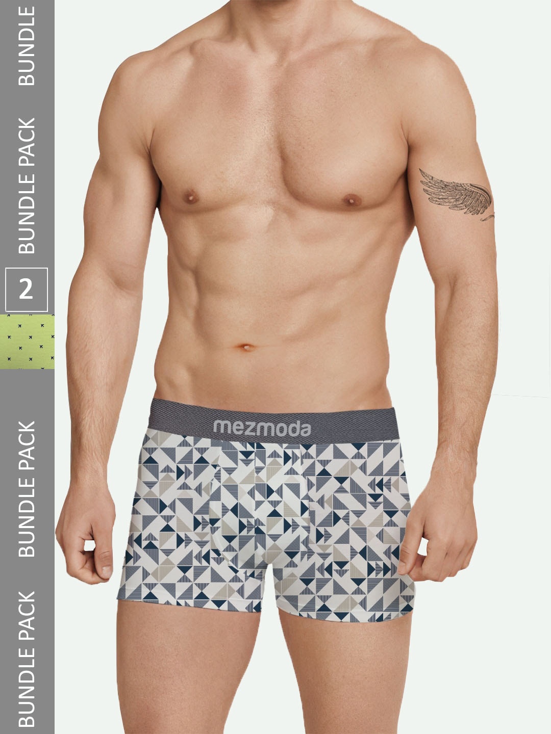 

mezmoda Men Pack Of 2 Printed Trunks, Grey