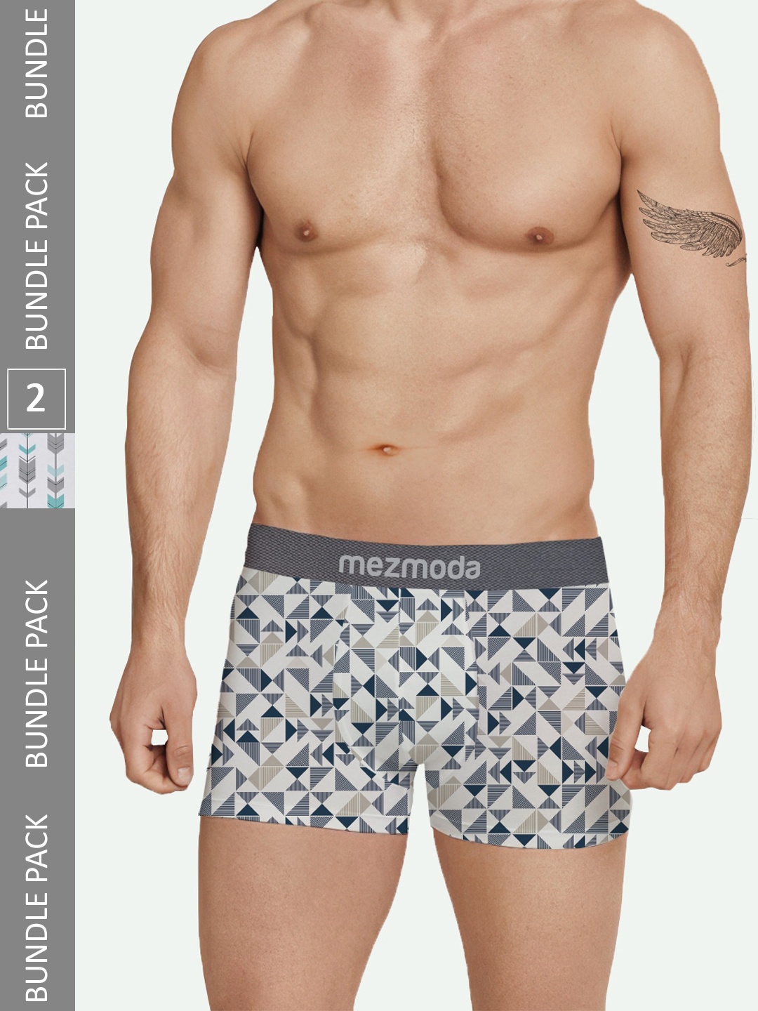 

mezmoda Men Pack Of 2 Printed Trunks, Grey