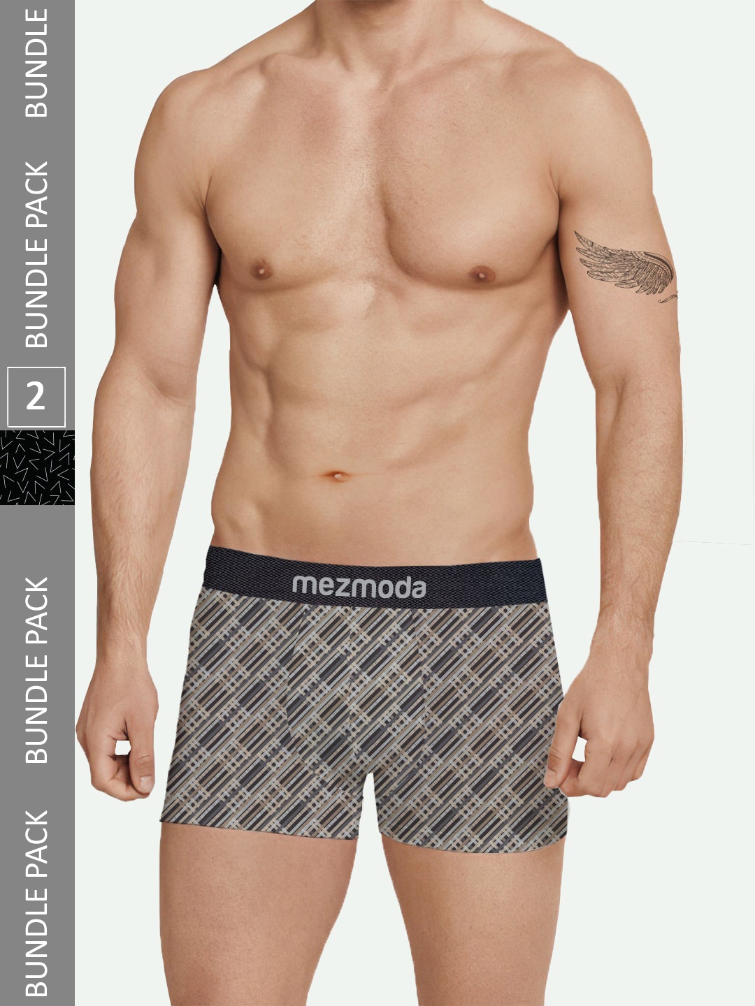 

mezmoda Men Pack Of 2 Printed Ultra Soft Boyshorts Briefs, Black