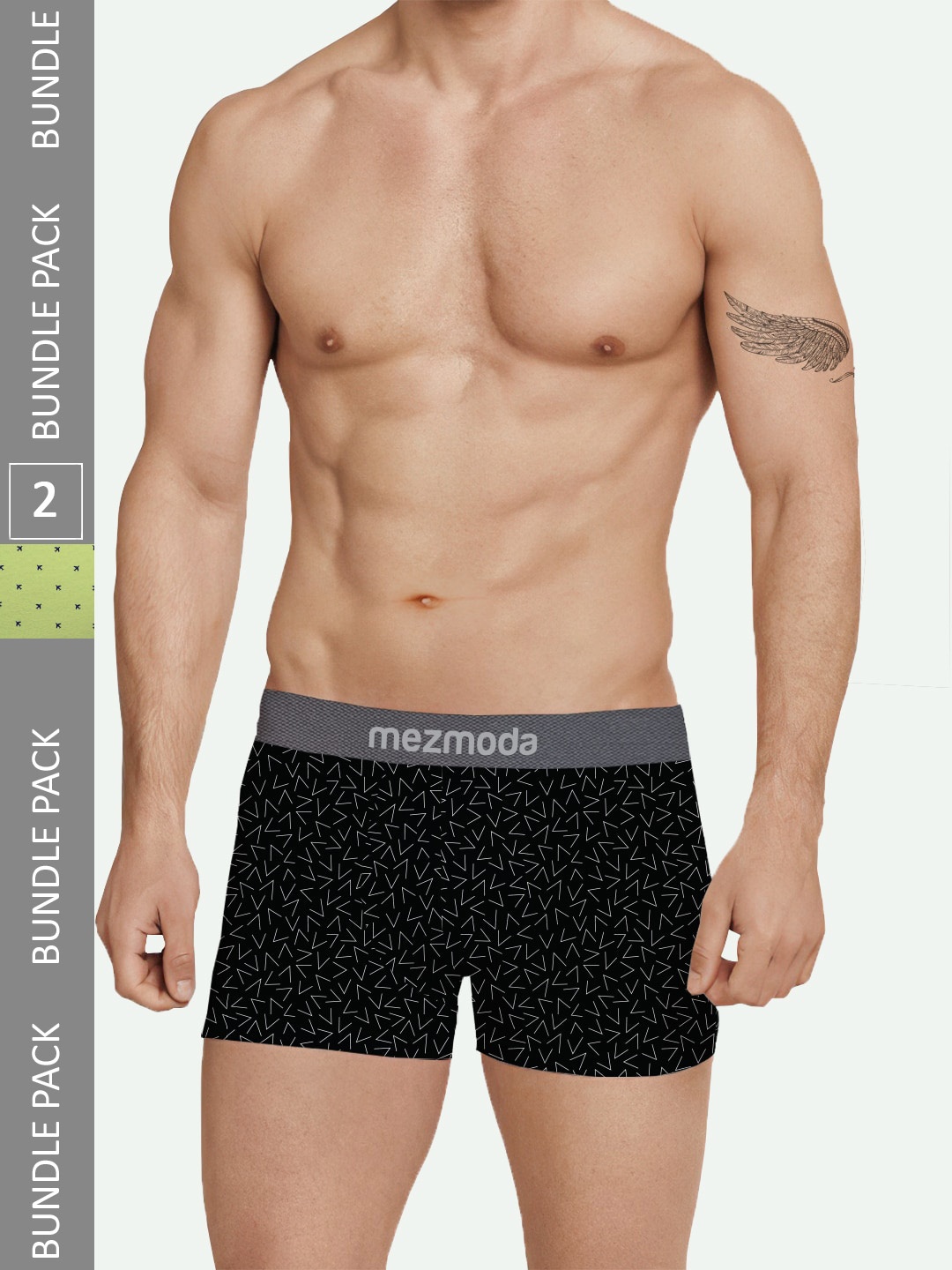 

mezmoda Men Pack of 2 Micro Ditsy Printed Mid-Rise Anti-Bacterial Hipster Briefs, Black