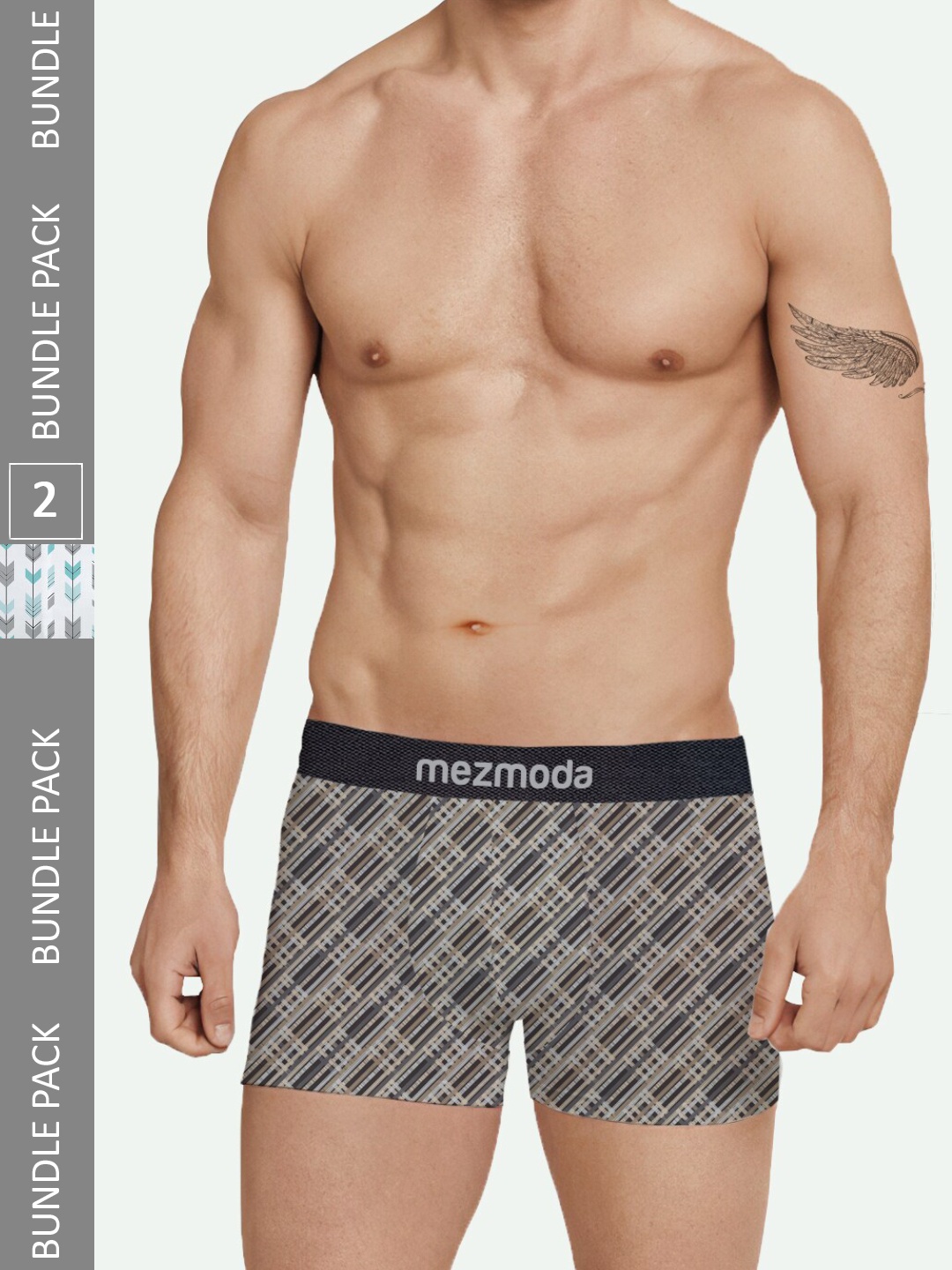 

mezmoda Men Pack Of 2 Printed Trunks, Grey