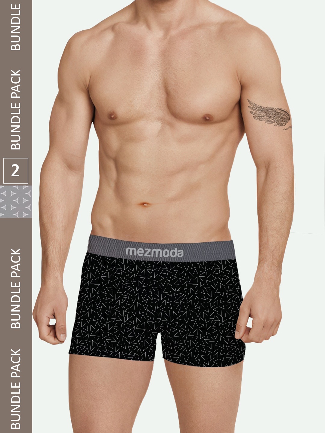 

mezmoda Men Pack Of 2 Printed Trunks, Black