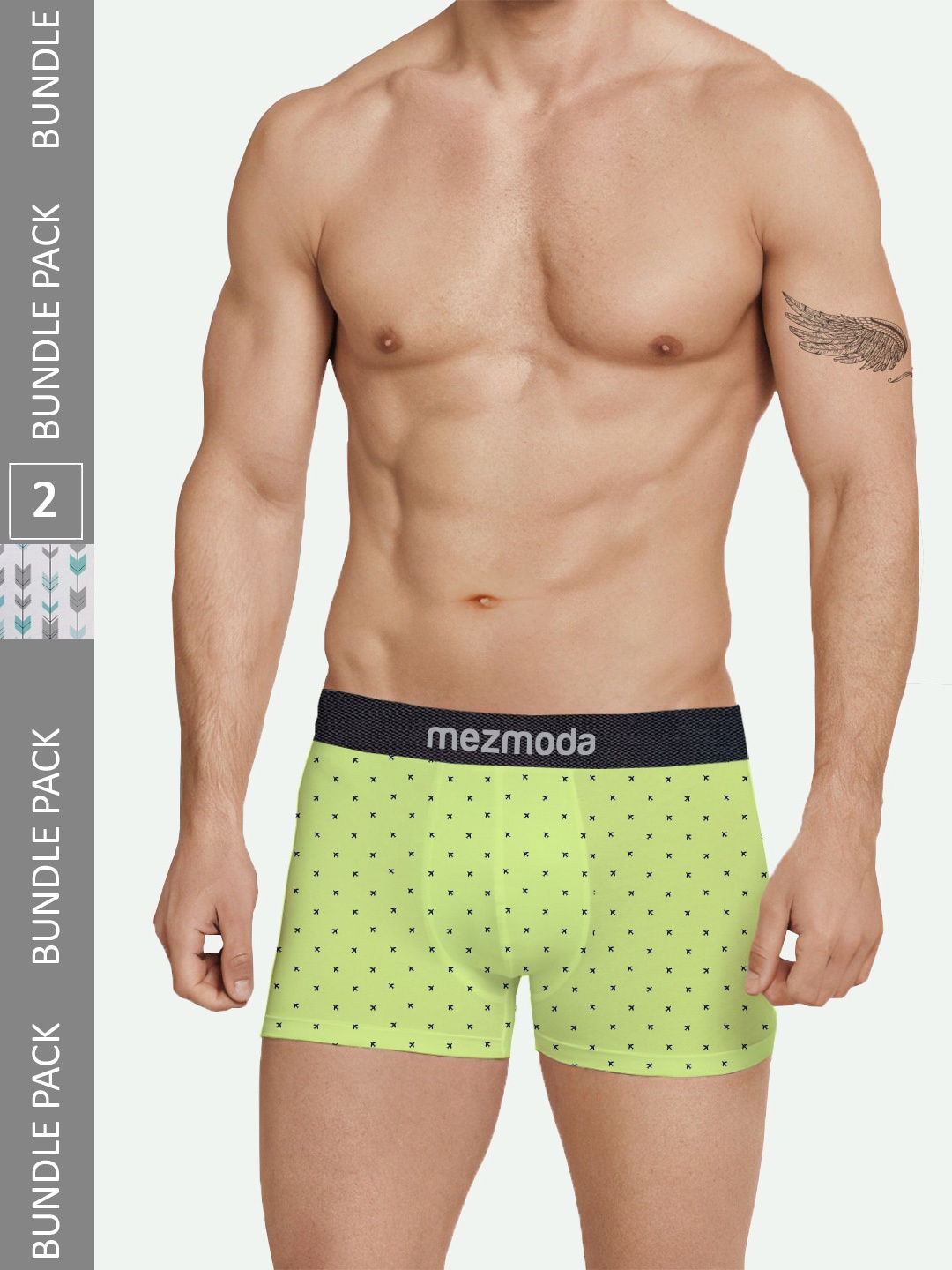 

mezmoda Men Pack Of 2 Printed Ultra Soft Breathable Boyshorts Briefs, White