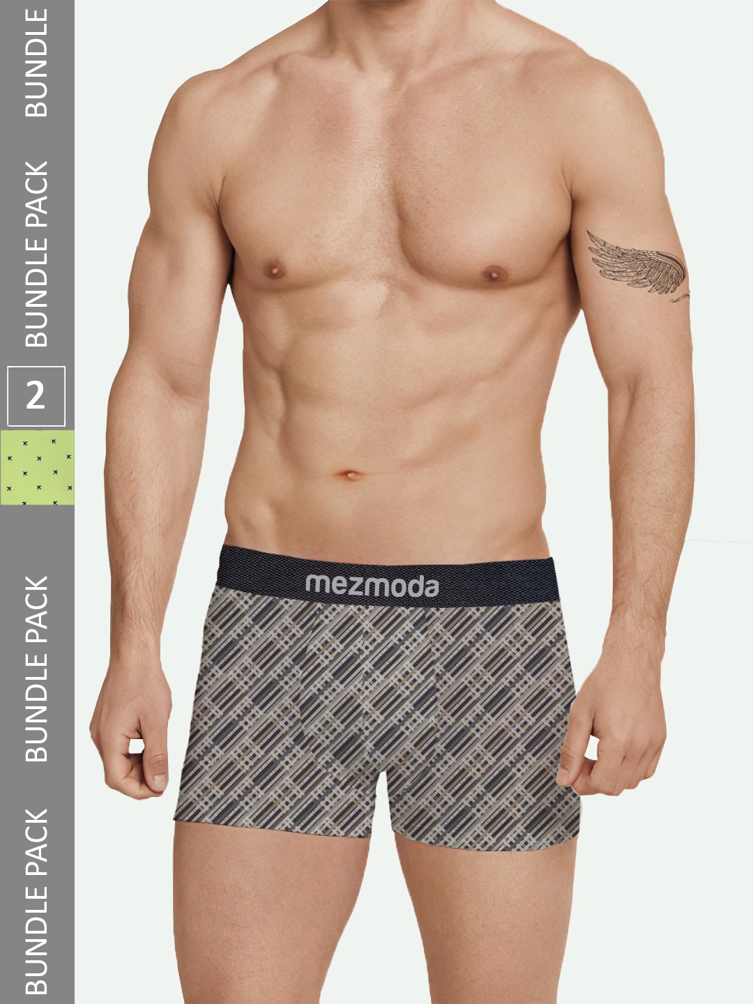 

mezmoda Men Pack Of 2 Printed Trunks, Grey