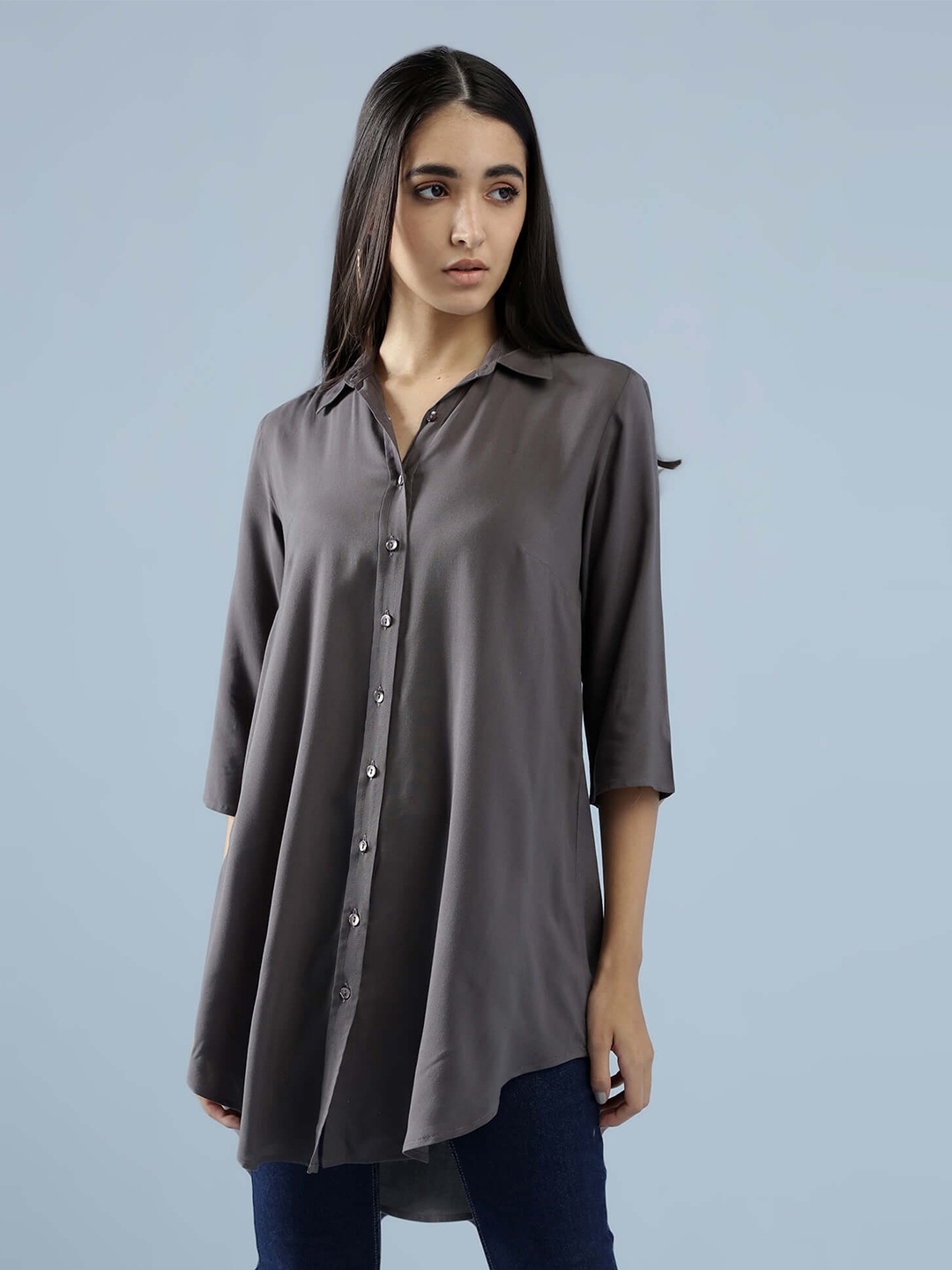 

IDK Longline Shirt Style Top, Grey