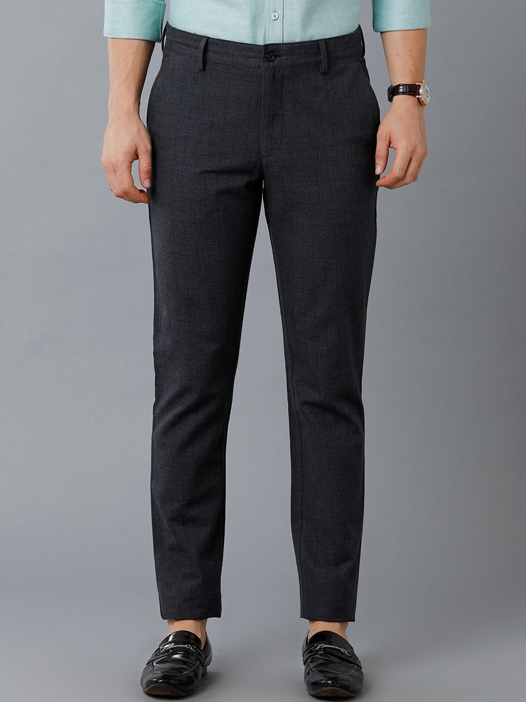 

CAVALLO by Linen Club Men Slim Fit Mid-Rise Linen Trousers, Black