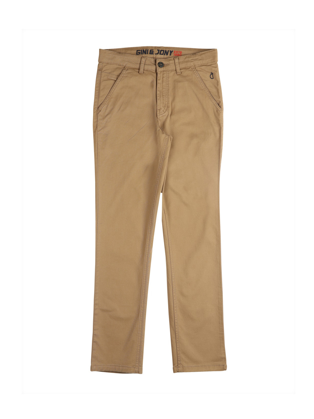 

Gini and Jony Boys Mid-Rise Cotton Trousers, Khaki