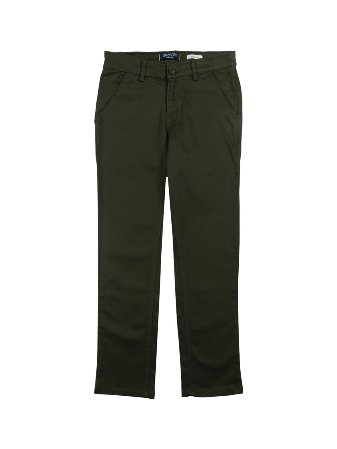 

Gini and Jony Boys Mid-Rise Cotton Trousers, Olive