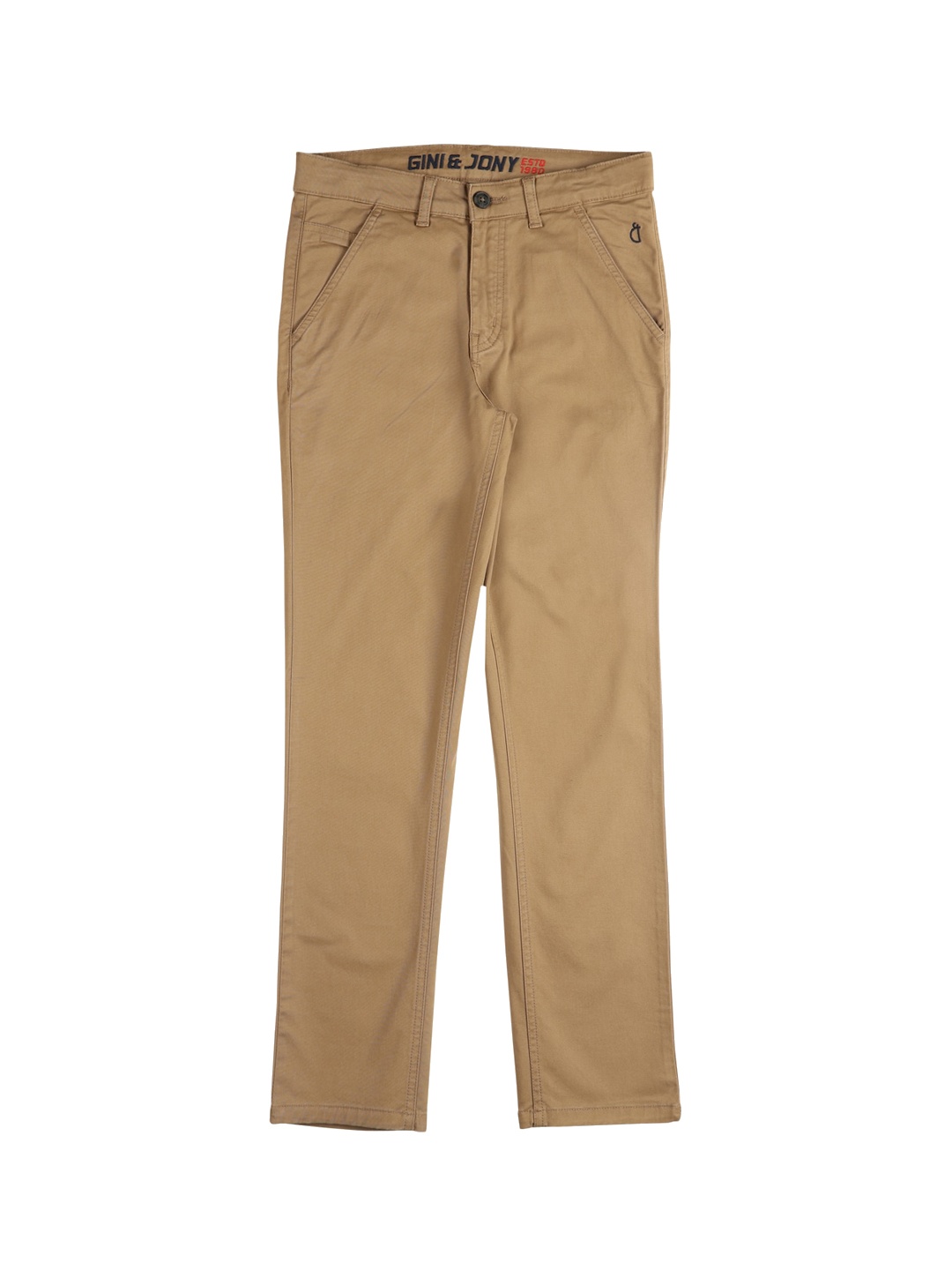 

Gini and Jony Boys Mid-Rise Cotton Trousers, Khaki